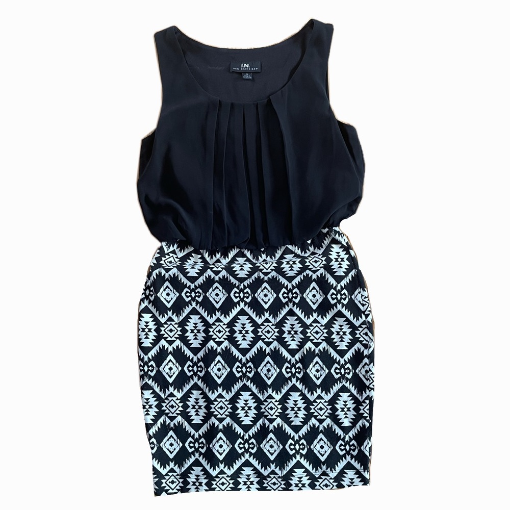 Black and white mini dress